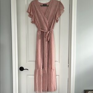 Elegant Pink Wrap Dress